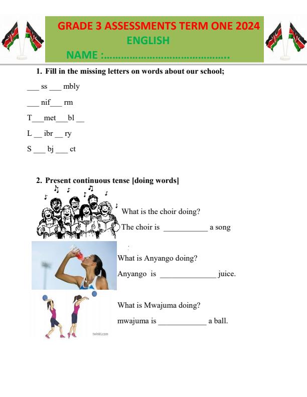 Preview page Grade-3-English-Language-Activities-Term-1-Opener-Exam-2024_1936_0.jpg