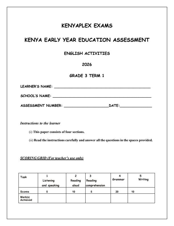 Preview page Grade-3-English-Opener-Exam-Term-1-2026_4941_0.jpg