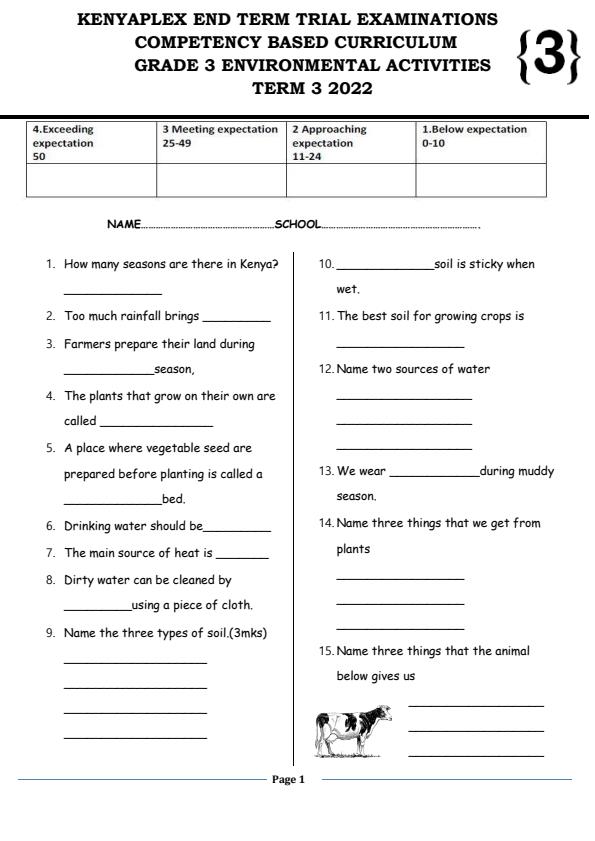 Preview page Grade-3-Environmental-Activities-End-of-Term-3-Examination-2022_1124_0.jpg