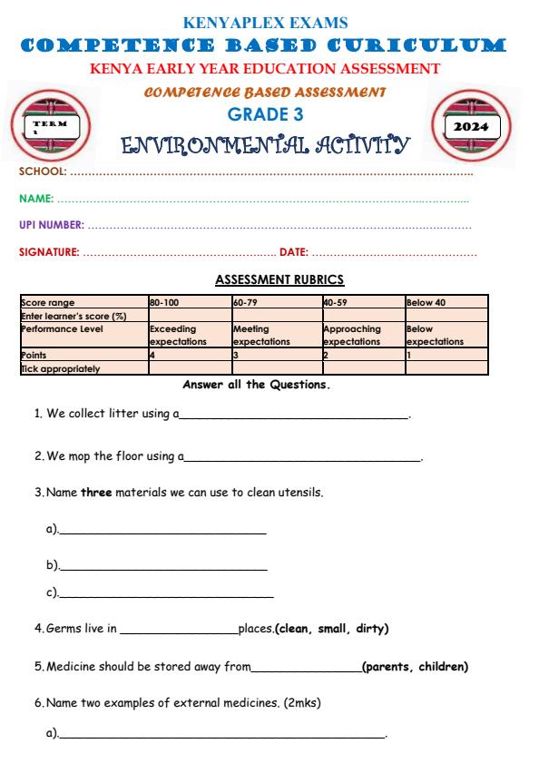 Preview page Grade-3-Environmental-Activities-Mid-Term-3-Exam-2024_3120_0.jpg