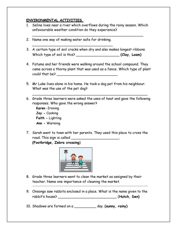 Preview page Grade-3-Environmental-Activities-Term-2-Opener-Exam-2025_3995_1.jpg