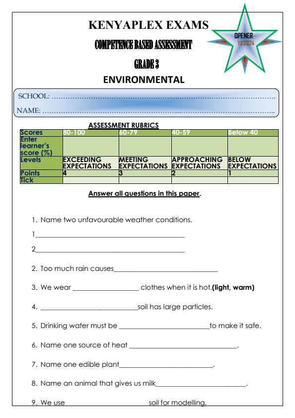 Preview page Grade-3-Environmental-Activities-Term-3-Opener-Exam-2024_2976_0.jpg