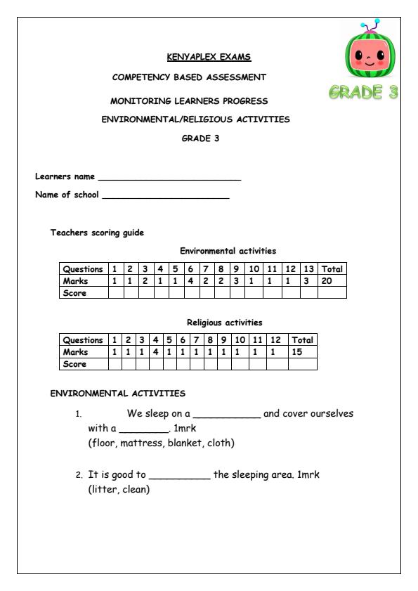 Preview page Grade-3-Environmental-and-Religious-Activities-Mid-Term-1-Exam-2025_3642_0.jpg