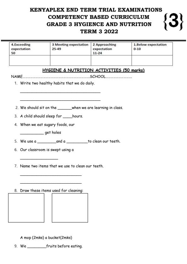 Preview page Grade-3-Hygiene-and-Nutrition-Activities-End-of-Term-3-Examination-2022_1125_0.jpg