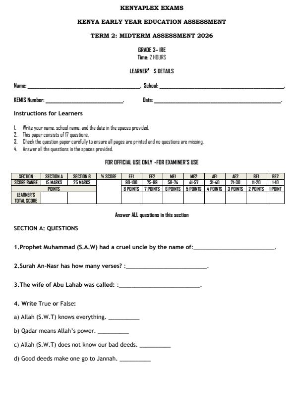 Preview page Grade-3-Islamic-Religious-Education-Mid-Term-2-Exam-2026_5811_0.jpg