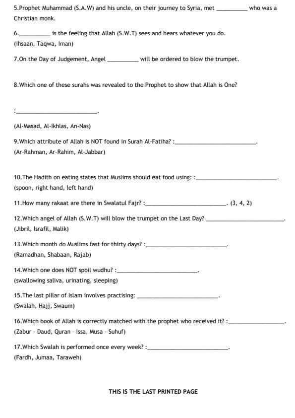 Preview page Grade-3-Islamic-Religious-Education-Mid-Term-2-Exam-2026_5811_1.jpg
