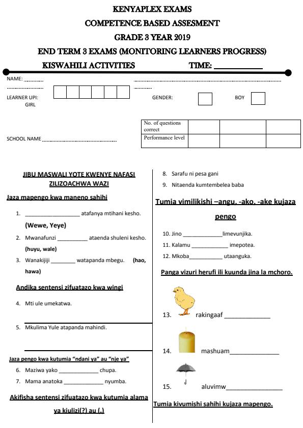 Preview page Grade-3-Kiswahili-Activities-End-of-Term-3-Examination-2019_430_0.jpg