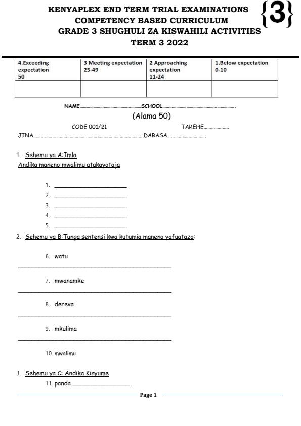 Preview page Grade-3-Kiswahili-Activities-End-of-Term-3-Examination-2022_1119_0.jpg