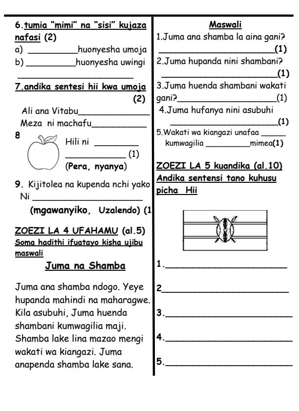 Preview page Grade-3-Kiswahili-Activities-July-Assessment-Examination-2026_6320_1.jpg