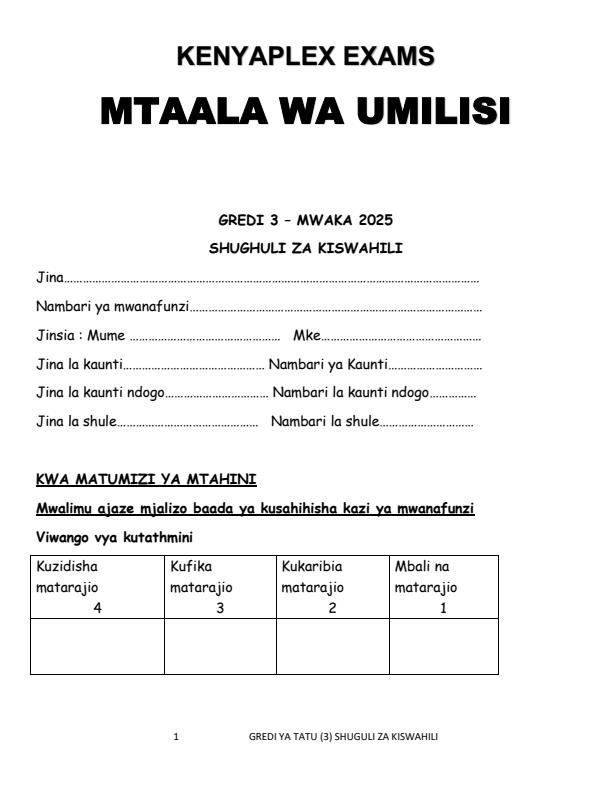 Preview page Grade-3-Kiswahili-Activities-Mid-Term-2-Exam-2025_4144_0.jpg