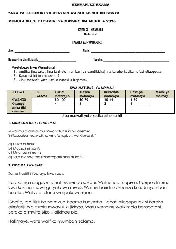 Preview page Grade-3-Kiswahili-End-Term-2-Exam-2026_6029_0.jpg