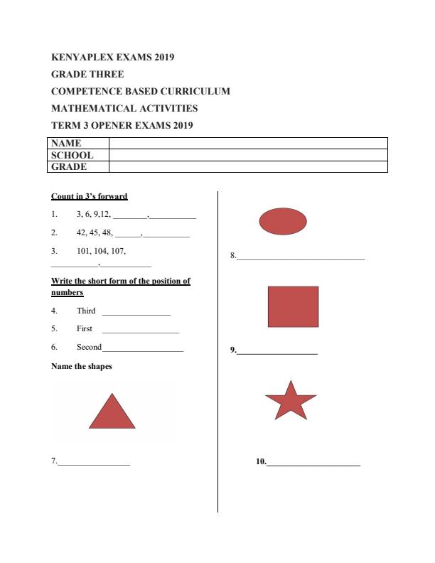 Preview page Grade-3-Mathematical-Activities-Term-3-Opener-Examination-2019_352_0.jpg