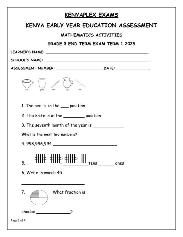 Preview page Grade-3-Mathematics-Activities-End-of-Term-1-Examination-2025_3772_0.jpg