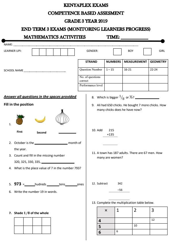 Preview page Grade-3-Mathematics-Activities-End-of-Term-3-Examination-2019_431_0.jpg