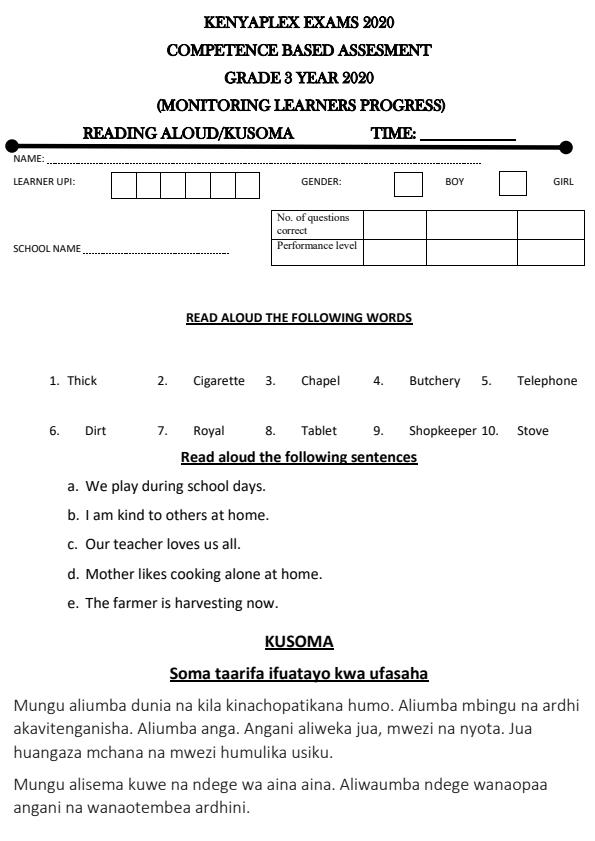 Preview page Grade-3-Reading-and-Kusoma-Term-1-Opener-Examination-2020_524_0.jpg