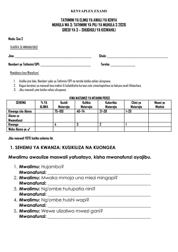 Preview page Grade-3-Shughuli-ya-Kiswahili-End-Term-3-Exam-2026_6928_0.jpg