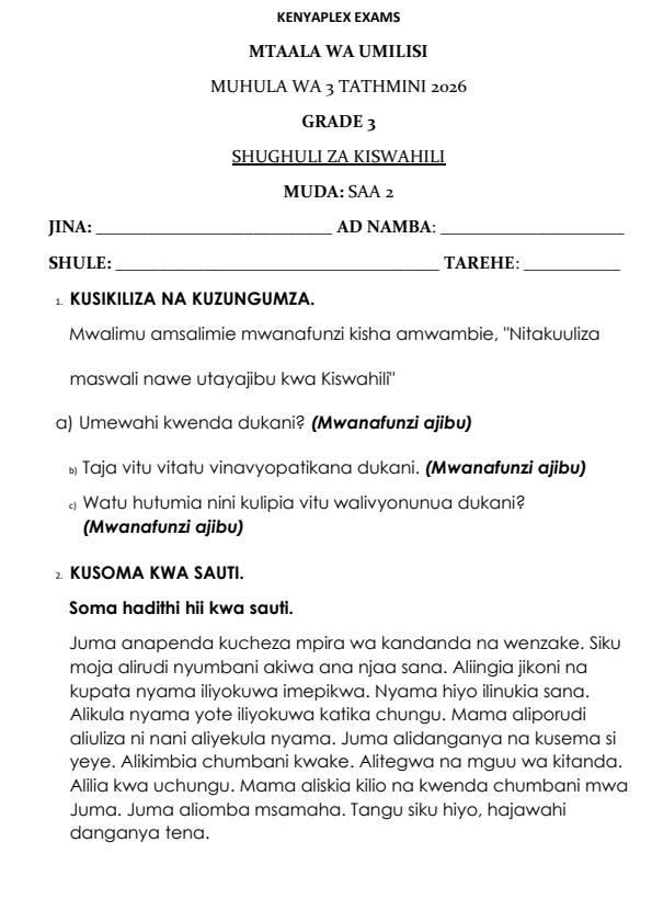 Preview page Grade-3-Shughuli-za-Kiswahili-End-Term-3-Set-2-Exam-2026_7089_0.jpg