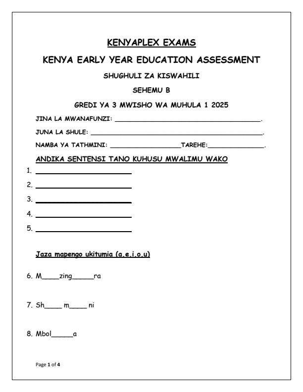 Preview page Grade-3-Shughuli-za-Kiswahili-End-of-Term-1-Examination-2025_3770_0.jpg