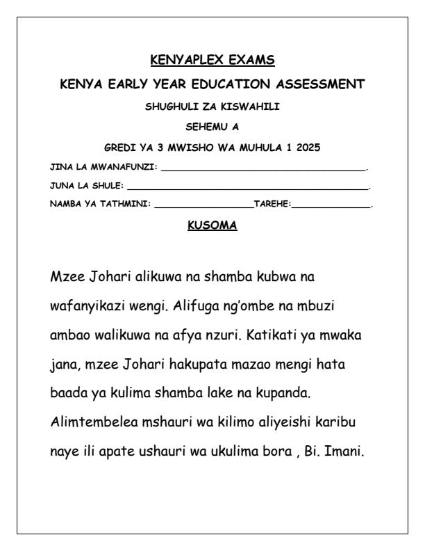 Preview page Grade-3-Shughuli-za-Kiswahili-Kusoma-End-of-Term-1-Examination-2025_3771_0.jpg