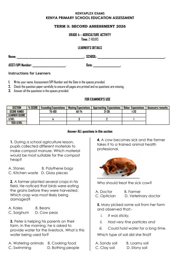 Preview page Grade-4-Agriculture-Activity-End-Term-3-Exam-2026_6806_0.jpg