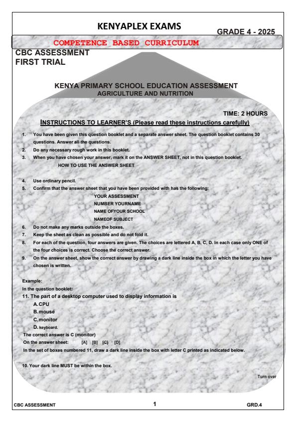 Preview page Grade-4-Agriculture-and-Nutrition-Term-1-Opener-Exam-2025_3505_0.jpg