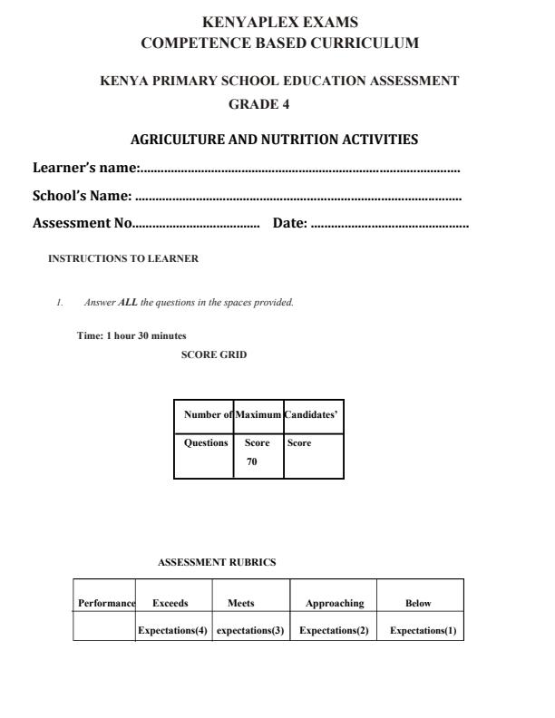 Preview page Grade-4-Agriculture-and-Nutrition-Term-3-Opener-Exam-2025_4499_0.jpg