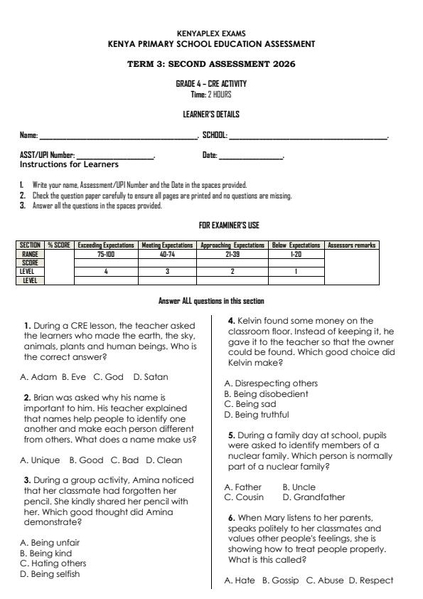Preview page Grade-4-CRE-Activity-End-Term-3-Exam-2026_6807_0.jpg