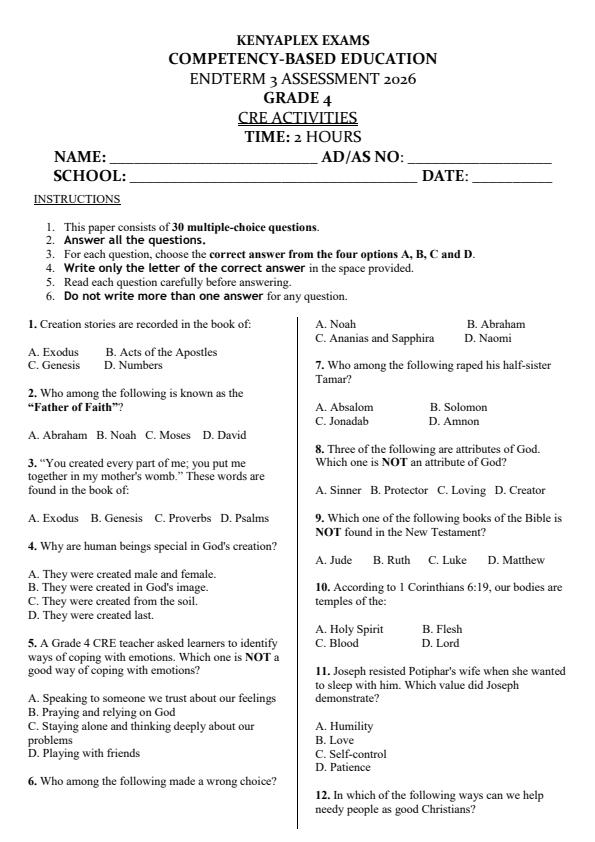 Preview page Grade-4-CRE-End-Term-3-Set-2-Exam-2026_7067_0.jpg