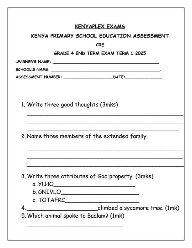 Preview page Grade-4-CRE-End-of-Term-1-Examination-2025_3776_0.jpg