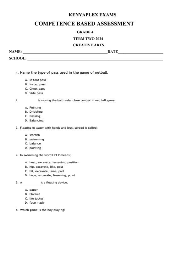 Preview page Grade-4-Creative-Arts-End-of-May-Assessment-Test-2024_2581_0.jpg