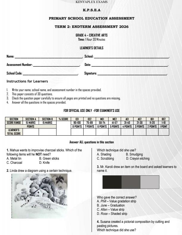 Preview page Grade-4-Creative-Arts-July-Assessment-Examination-2026_6275_0.jpg