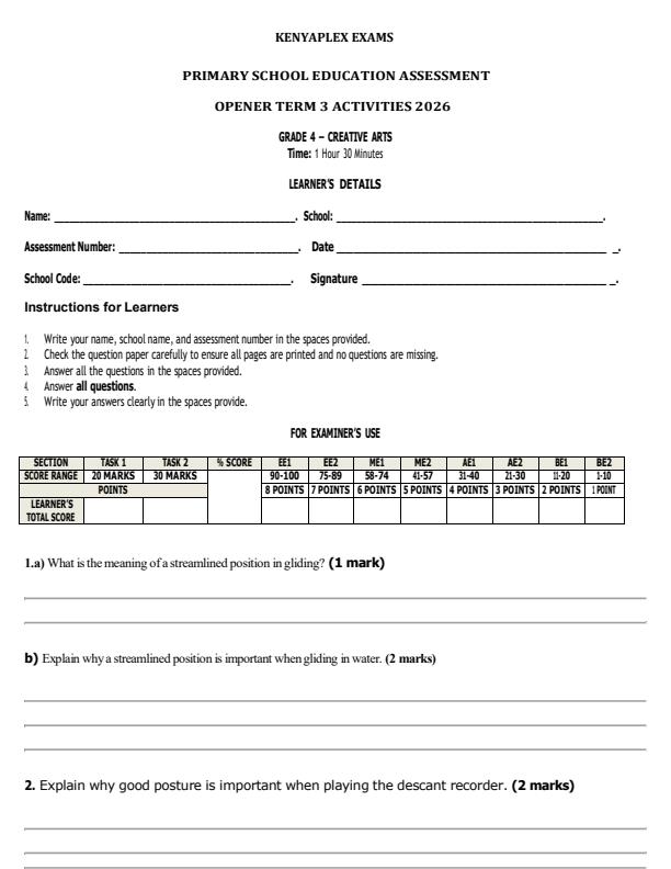 Preview page Grade-4-Creative-Arts-September-Assessment-Examination-2026_6703_0.jpg