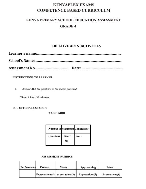 Preview page Grade-4-Creative-Arts-Term-3-Opener-Exam-2025_4498_0.jpg