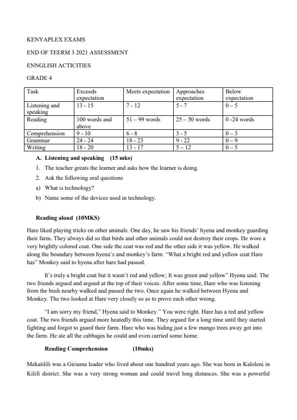 Preview page Grade-4-End-of-Term-3-English-Activities-Examination-2021_765_0.jpg