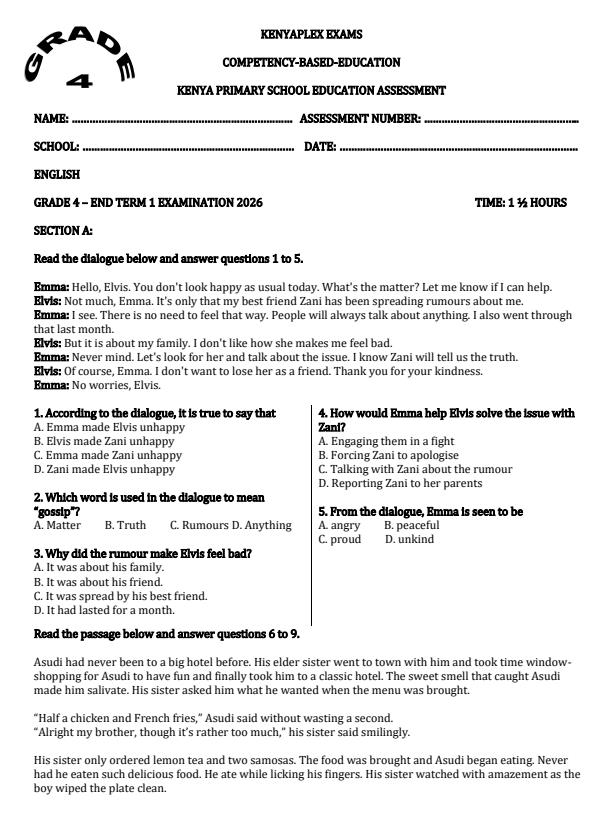 Preview page Grade-4-English-End-Term-1-Exam-2026_5262_0.jpg