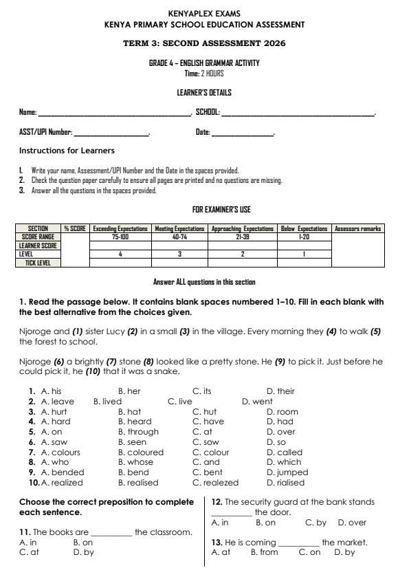 Preview page Grade-4-English-Grammar-Activity-End-Term-3-Exam-2026_6811_0.jpg