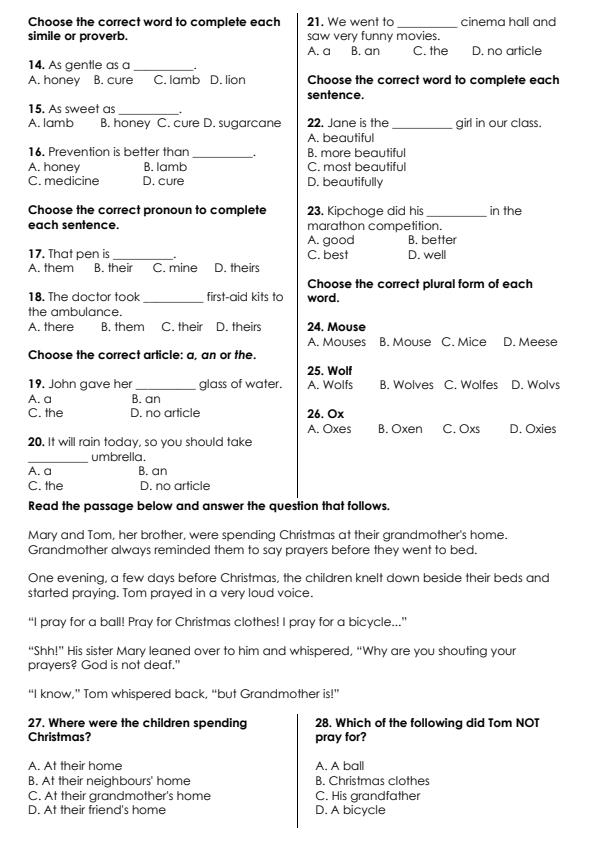 Preview page Grade-4-English-Grammar-Activity-End-Term-3-Exam-2026_6811_1.jpg