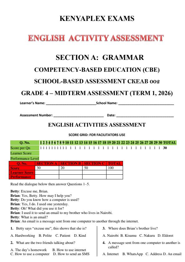 Preview page Grade-4-English-Mid-Term-1-Exam-2026_5199_0.jpg