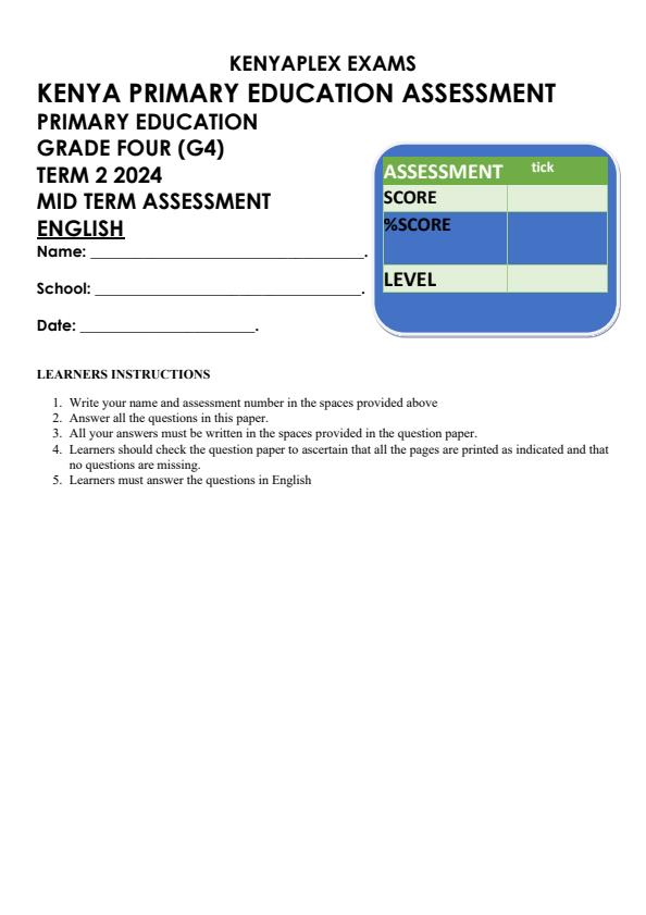 Preview page Grade-4-English-Mid-Term-2-Exam-2024_2649_0.jpg