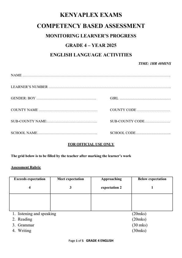 Preview page Grade-4-English-Mid-Term-2-Exam-2025_4197_0.jpg