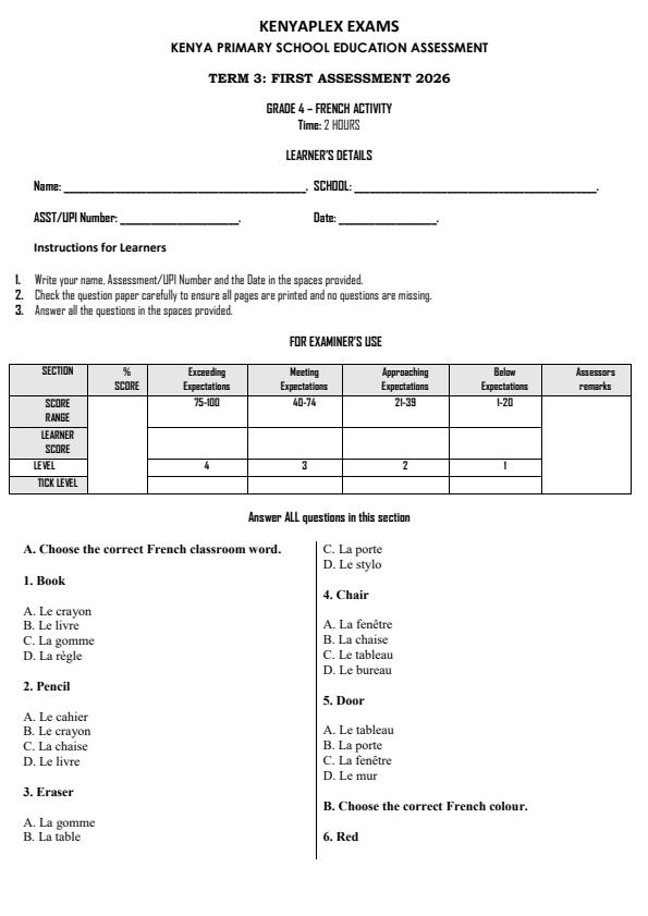 Preview page Grade-4-French-Activity-Term-3-Opener-Exam-2026_6475_0.jpg