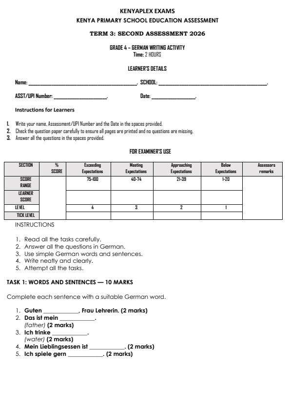Preview page Grade-4-German-Writing-Activity-End-Term-Exam-2026_6815_0.jpg
