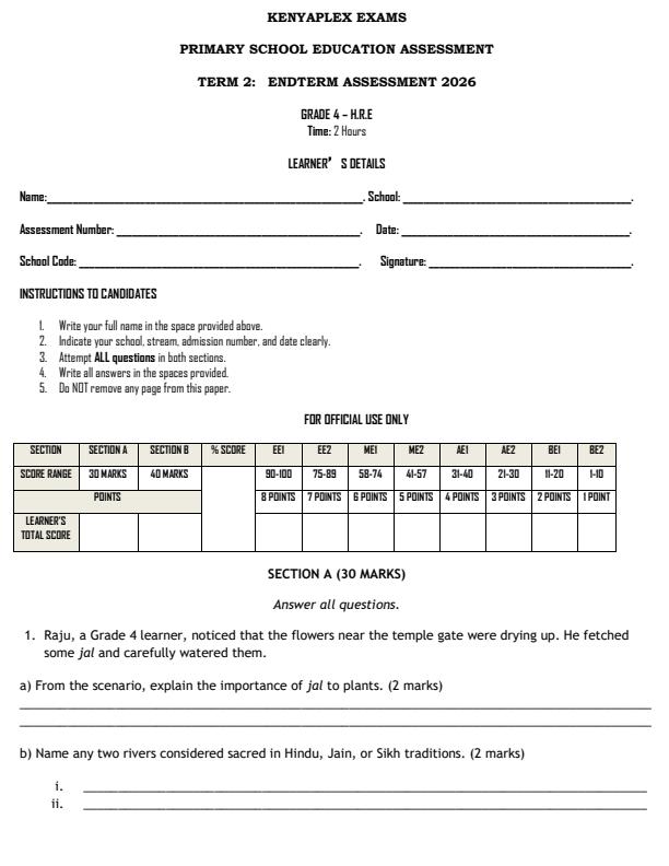 Preview page Grade-4-Hindu-Religious-Education-End-TErm-2-Exam-2026_6040_0.jpg