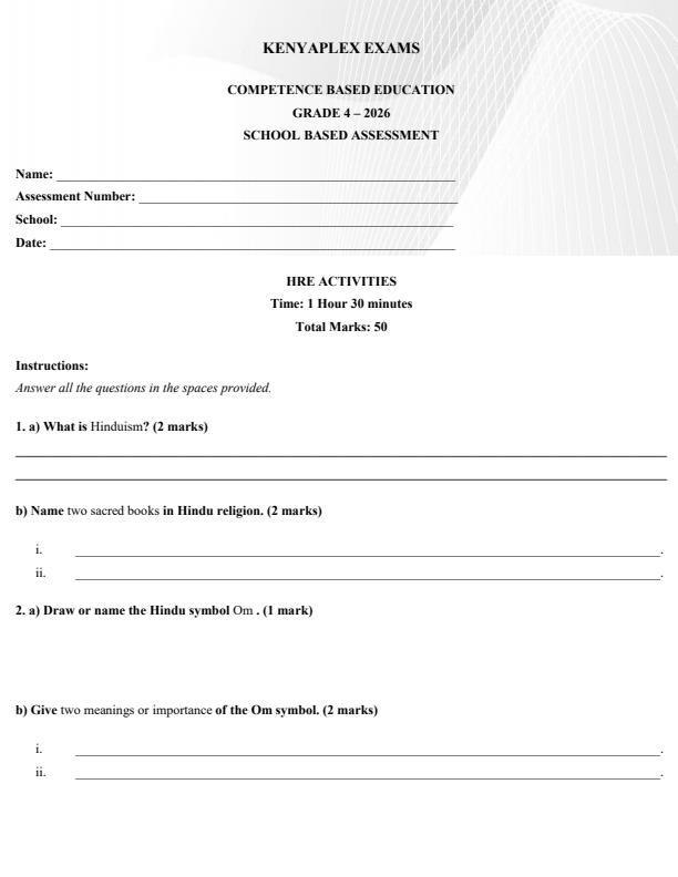 Preview page Grade-4-Hindu-Religious-Education-Term-2-Opener-Exam-2026_5552_0.jpg