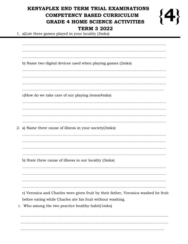 Preview page Grade-4-Home-Science-Activities-End-of-Term-3-Examination-2022_1150_0.jpg