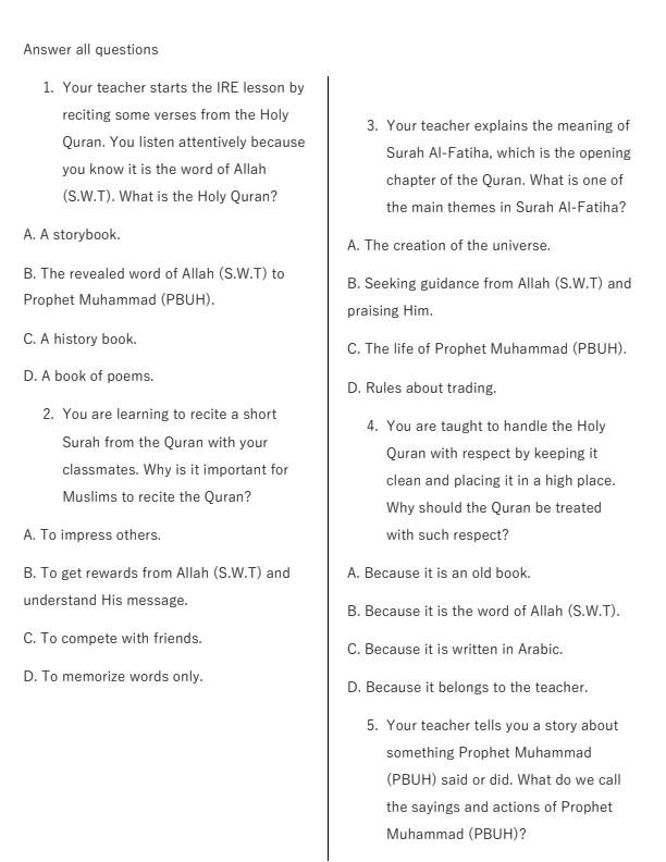 Preview page Grade-4-IRE-End-of-Term-2-Exam-2025_4357_1.jpg