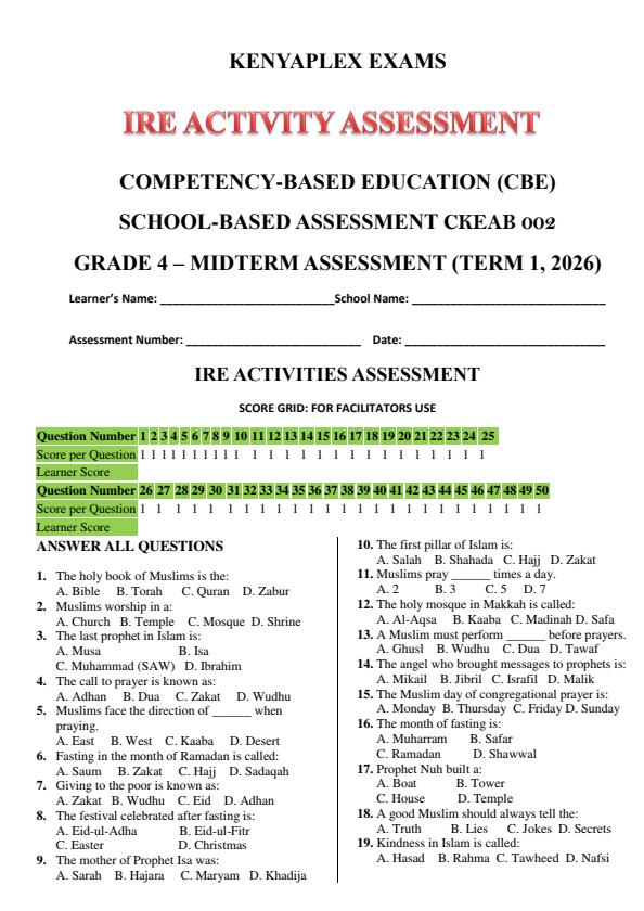 Preview page Grade-4-IRE-Mid-Term-1-Exam-2026_5200_0.jpg