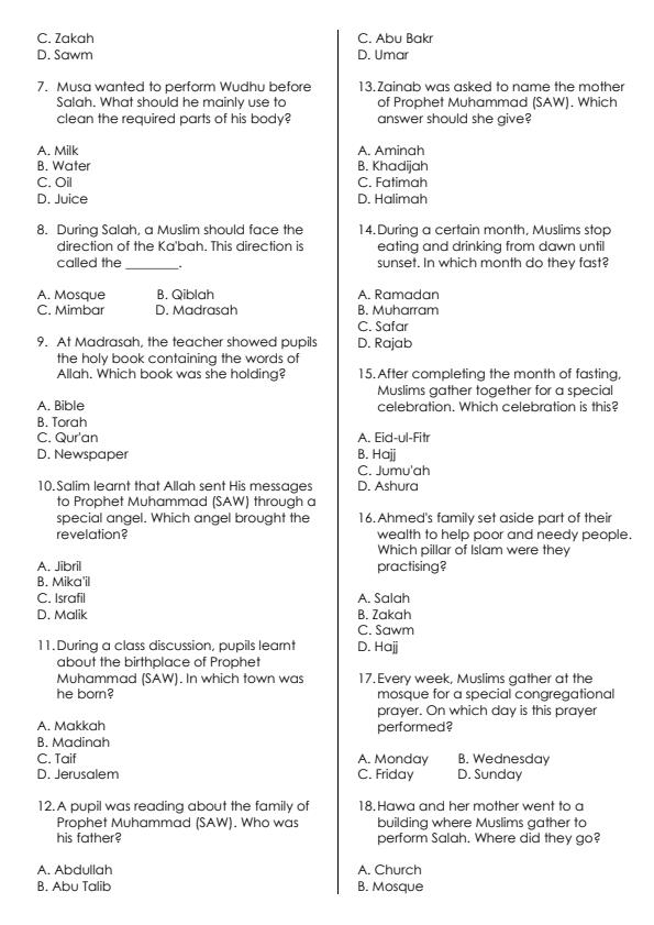 Preview page Grade-4-Islamic-Religious-Education-Activity-End-Term-3-Exam-2026_6819_1.jpg