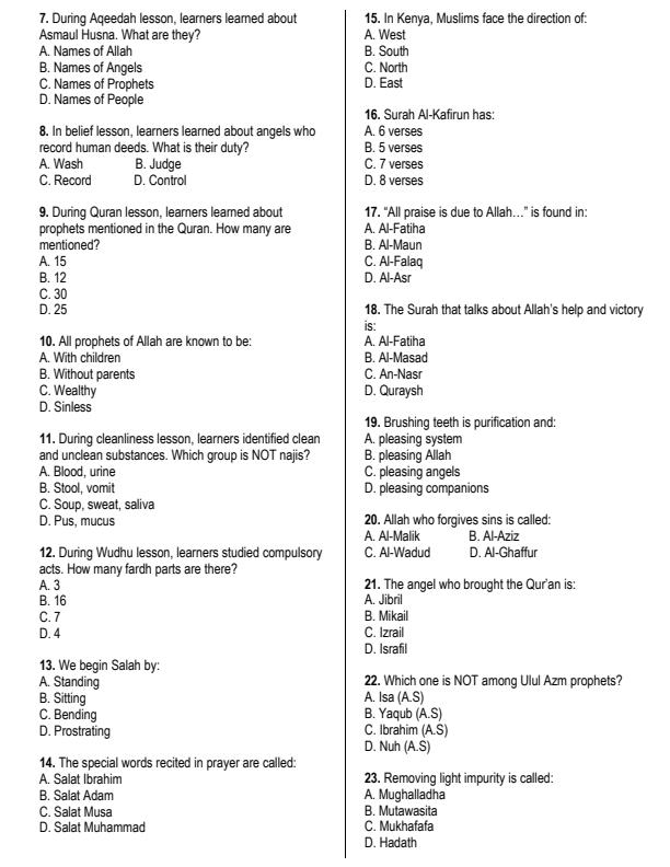 Preview page Grade-4-Islamic-Religious-Education-July-Assessment-Examination-2026_6280_1.jpg