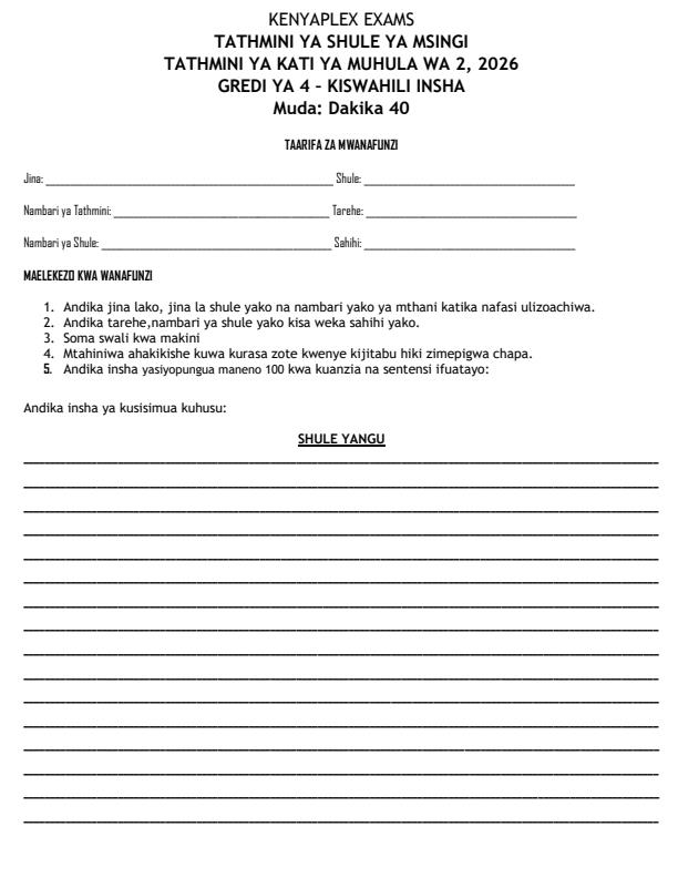 Preview page Grade-4-Kiswahili--Insha-Mid-Term-2-Exam-2026_5824_0.jpg